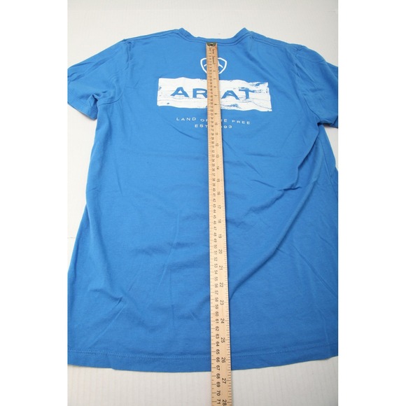 Ariat Shirt Mens Medium Blue Land Of The Free Graphic Tee Buckle Cotton Casual - Picture 8 of 10